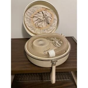 Vtg. Hair Dryer Bonnet General Electric MCM travel case Hairdryer